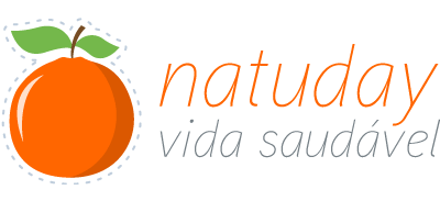 Logo com uma laranja com o texto ao lado: Natuday vida saudável
